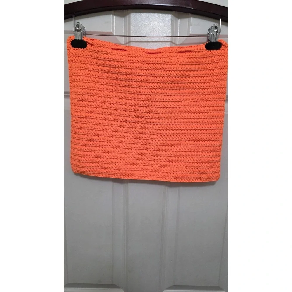 NWT Skims Women Orange Swim Cover Up Crochet Mini Skirt Adjustable Drawstring XL